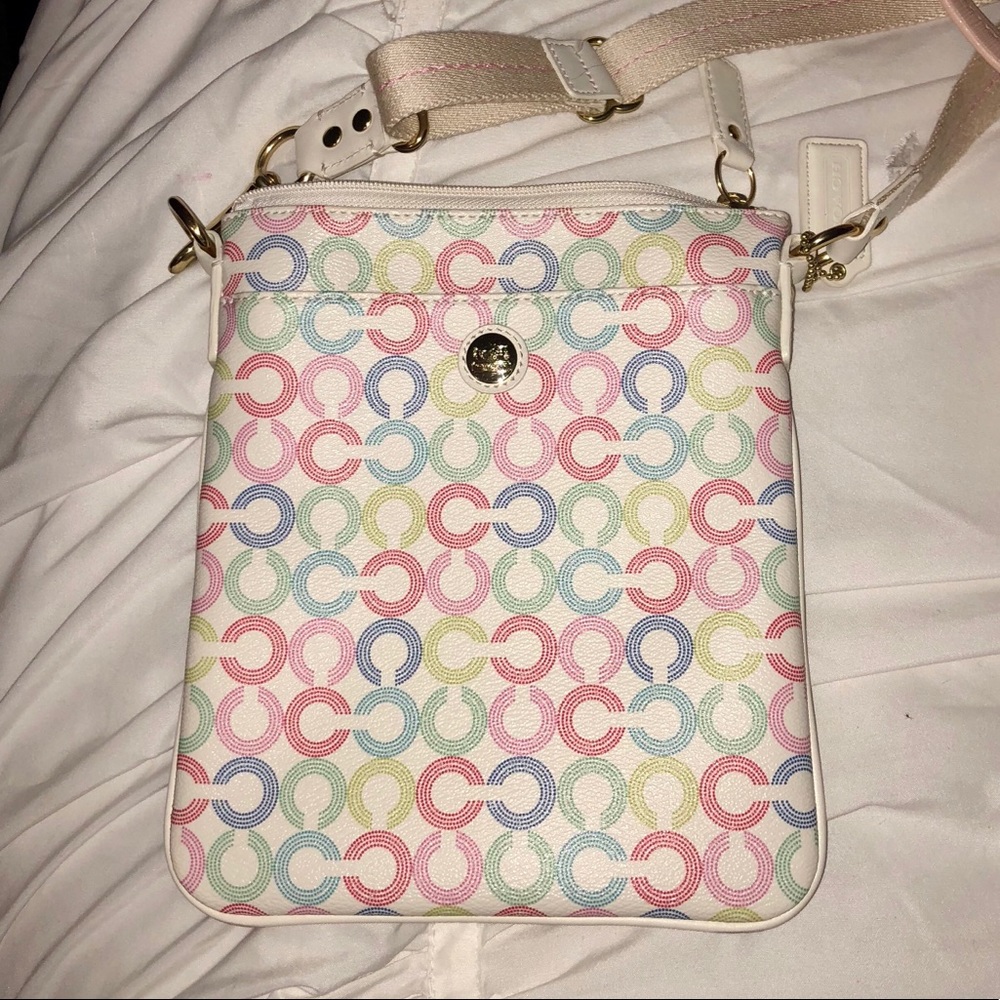 Coach Signature Crossbody Bag, White and Patterned